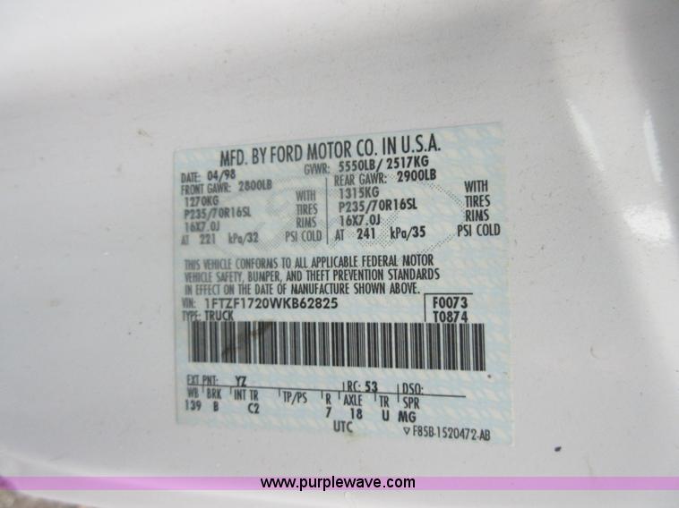 image for item I2077 1998 Ford F150 pickup truck