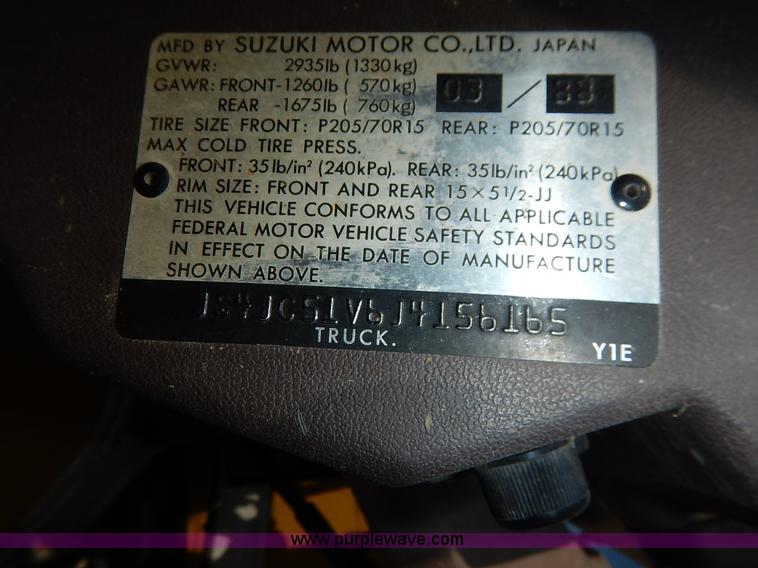 image for item J3977 1988 Suzuki Samurai Hezik SUV