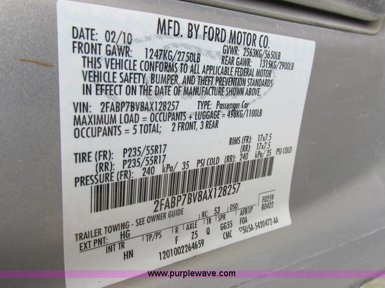 image for item K2176 2010 Ford Crown Victoria Police Interceptor