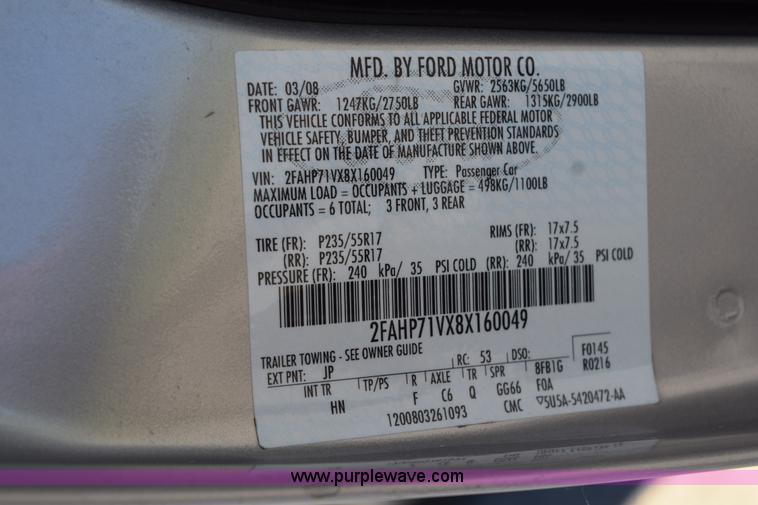 image for item K6042 2008 Ford Crown Victoria Police Interceptor