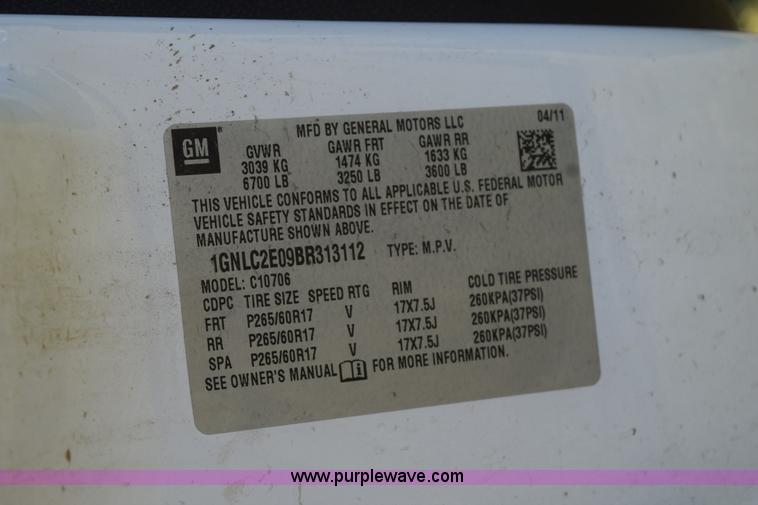 image for item K6151 2011 Chevrolet Tahoe Police SUV