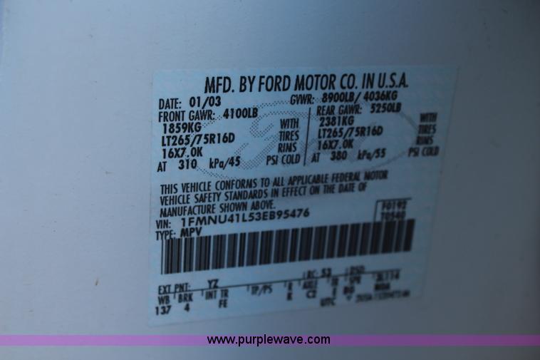 image for item K6985 2003 Ford Excursion XLT SUV