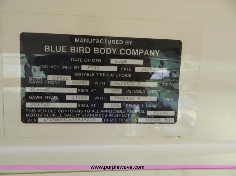 image for item K8139 1996 Blue Bird B800 school bus