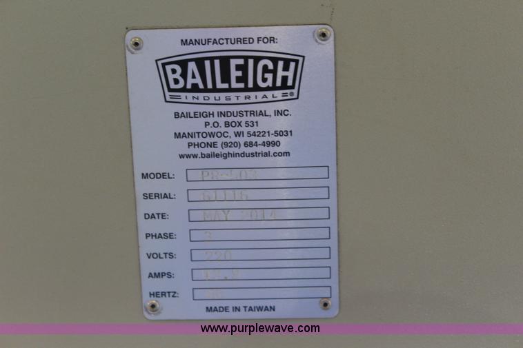 image for item BQ9376 2014 Baileigh Industrial hydraulic plate roll