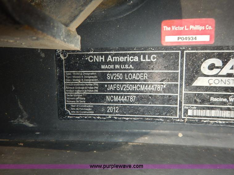 image for item J3787 2012 Case SV250 skid steer