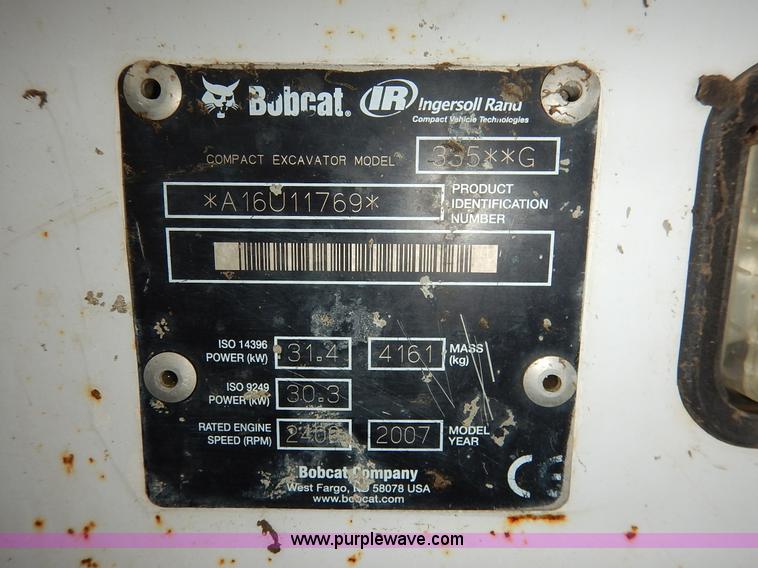 image for item J3791 2007 Bobcat 335G compact excavator