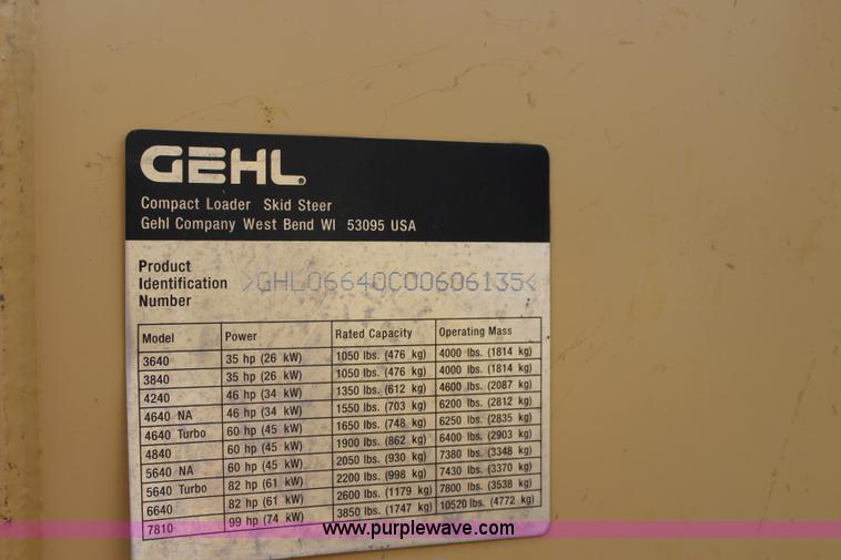 image for item J5843 2006 Gehl 6640E skid steer