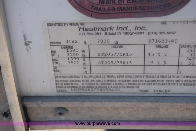 image for item L2527 2000 Haulmark K716BT-WT enclosed cargo trailer