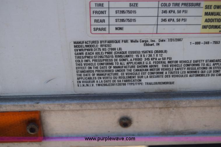 image for item L2528 2008 Wells Cargo R58202 enclosed cargo trailer