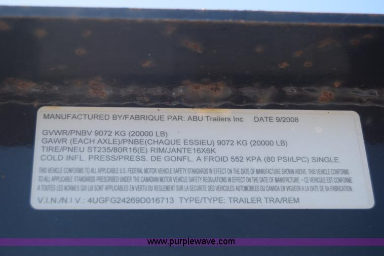 image for item L2529 2009 ABU equipment trailer