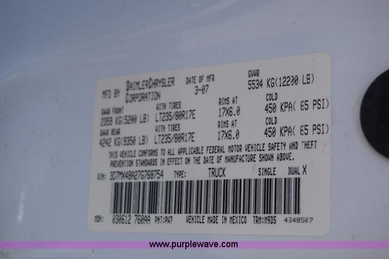 image for item L2553 2007 Dodge Ram 3500 Quad Cab pickup truck