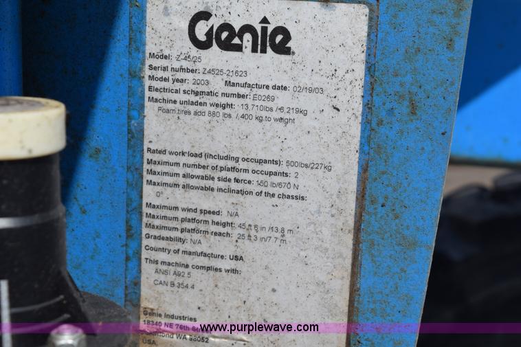 image for item L2567 2003 Genie Z45/25 boom lift