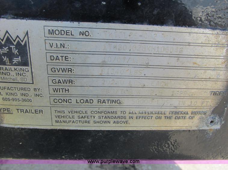 image for item L2630 1999 Trail King TK70LC5-402 equipment trailer