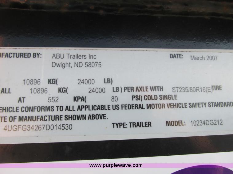 image for item L2635 2007 ABU 10234DG212 equipment trailer