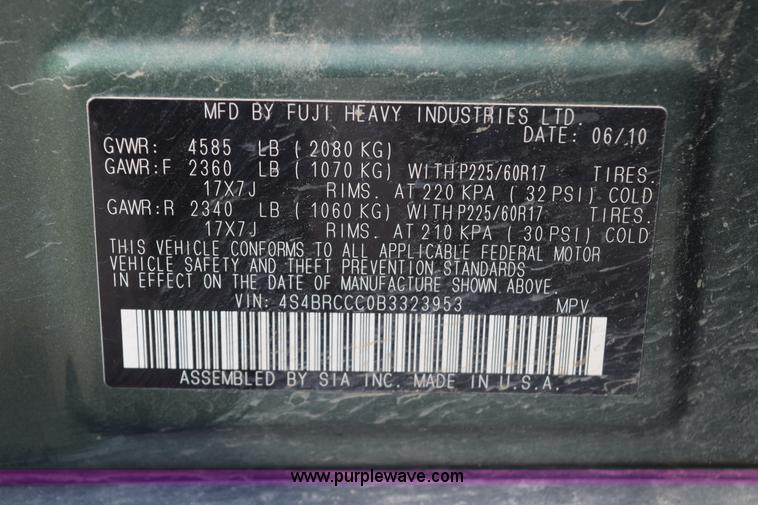 image for item L2656 2011 Subaru Outback