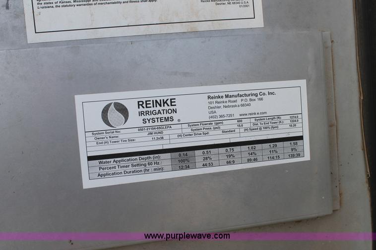 image for item L4355 Reinke 65GLEPA quarter mile center pivot sprinkler