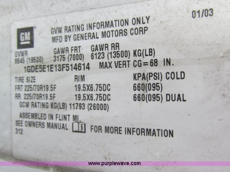 image for item BS9113 2003 GMC C5500 dump truck