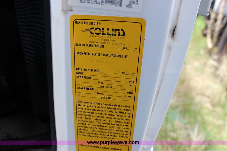 image for item F7971 1991 Ford Econoline E350 ambulance