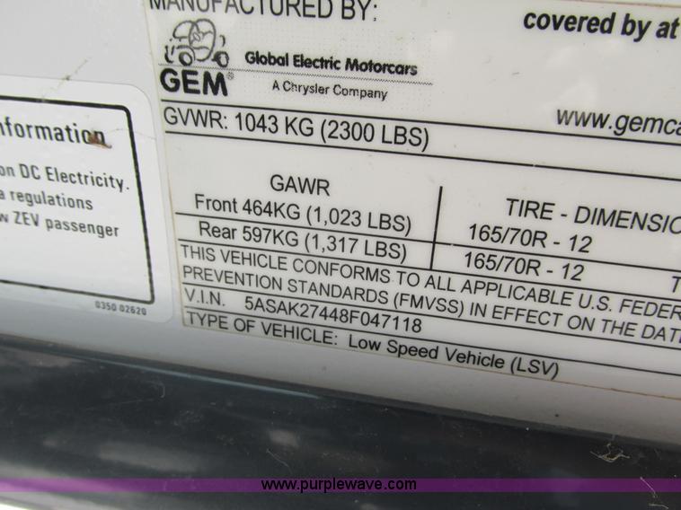 image for item J1761 2008 Gem Car Gem El electric utility cart