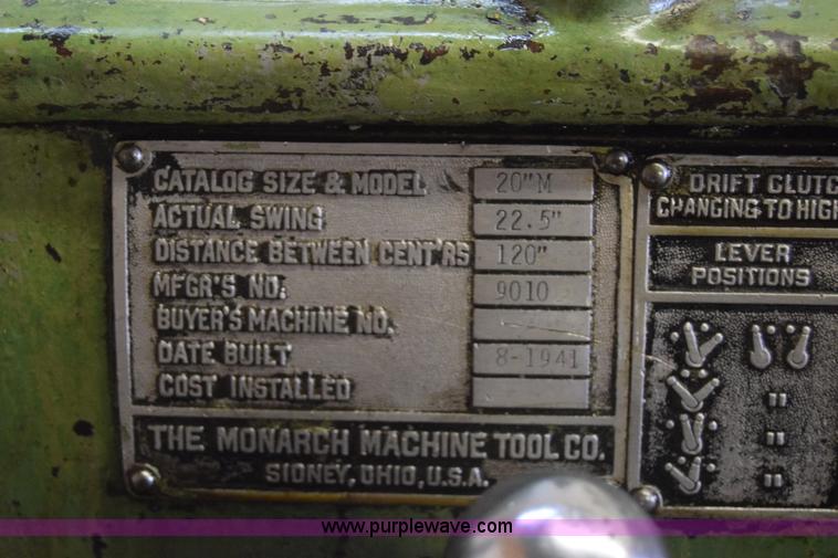image for item J7838 Monarch lathe