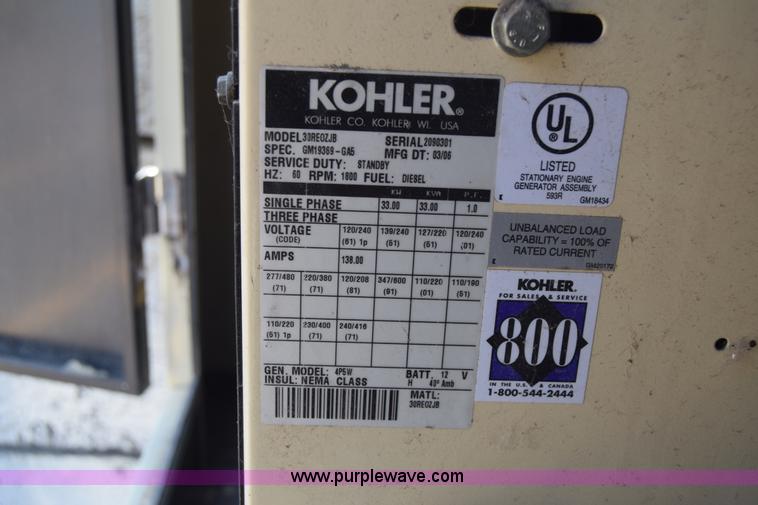 image for item J7994 Kohler 4P5W generator