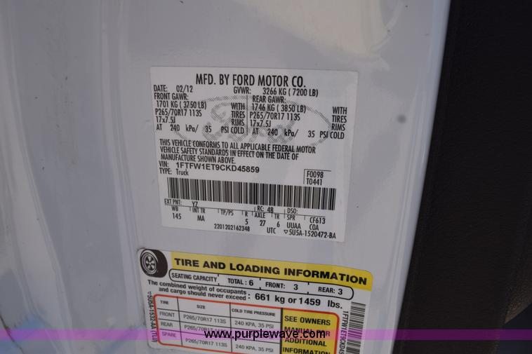 image for item K6125 2012 Ford F150 SuperCrew pickup truck