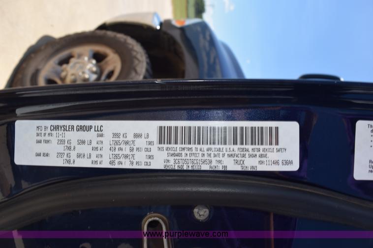 image for item K6126 2012 Dodge Ram 2500 Crew Cab pickup truck