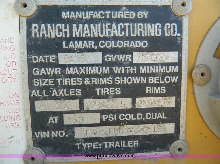 image for item AQ9410 1997 Ranco bottom dump trailer