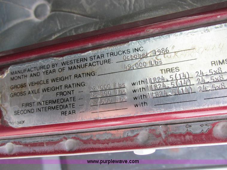 image for item K2182 1987 Western Star 4900 Series dump truck