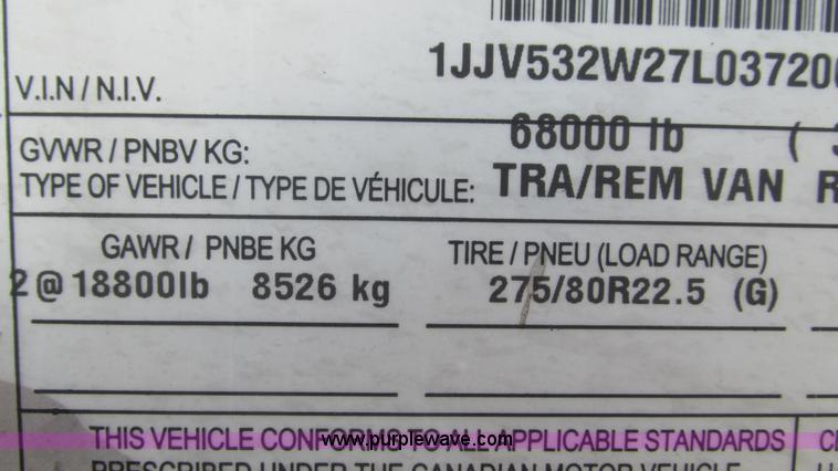 image for item J8551 2007 Wabash refrigerated van trailer