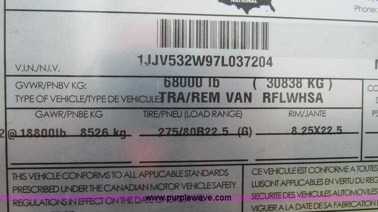 image for item J8552 2007 Wabash refrigerated van trailer