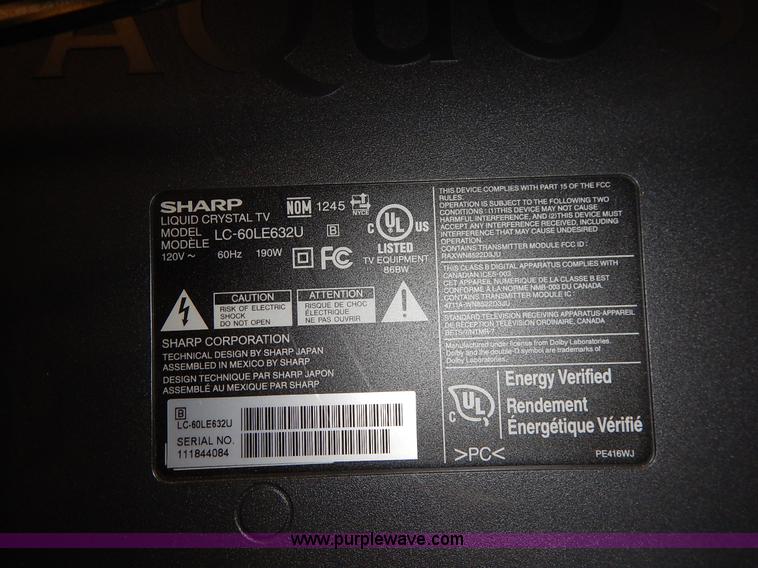 image for item BO9797 Sharp 60" liquid crystal flatscreen television