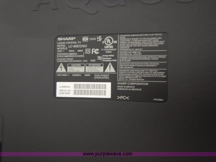 image for item BO9802 Sharp 60" liquid crystal flatscreen television