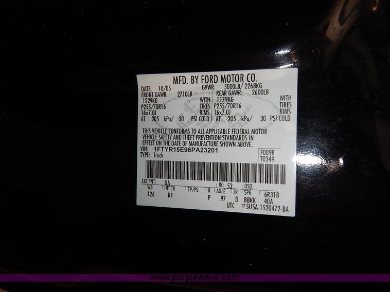 image for item K1525 2006 Ford Ranger SuperCab pickup truck