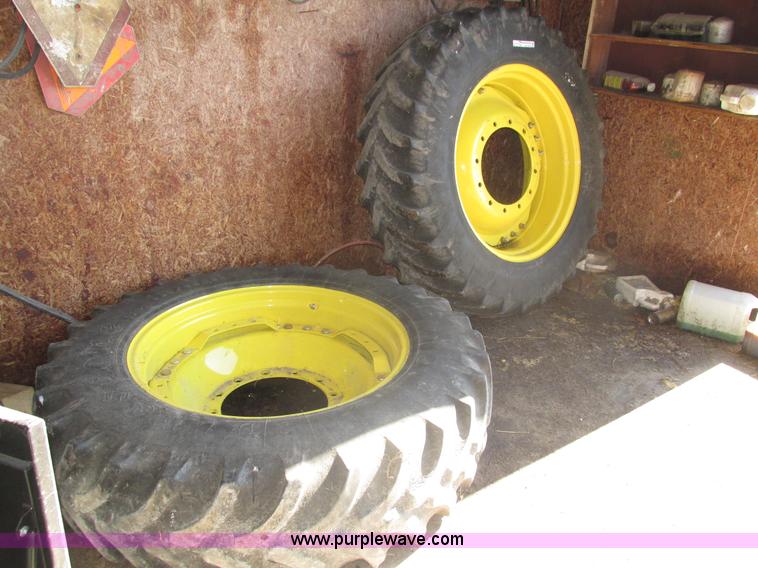 image for item AV9159 (2) John Deere dual tires and wheels with hub extensions