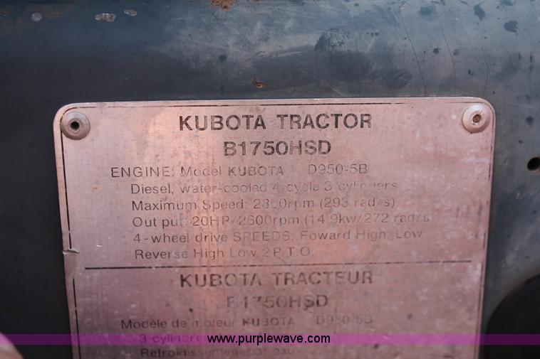 image for item H8148 1991 Kubota B1750HSD MFWD tractor