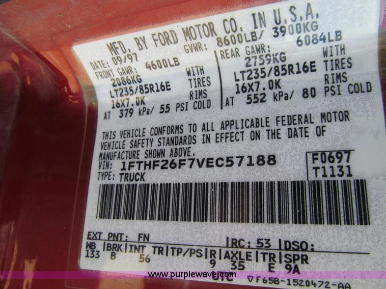 image for item K5749 1997 Ford F250 HD XL pickup truck