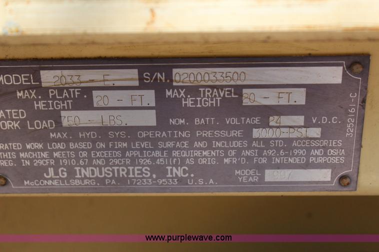 image for item I1522 1997 JLG 2033-5 electric scissor lift