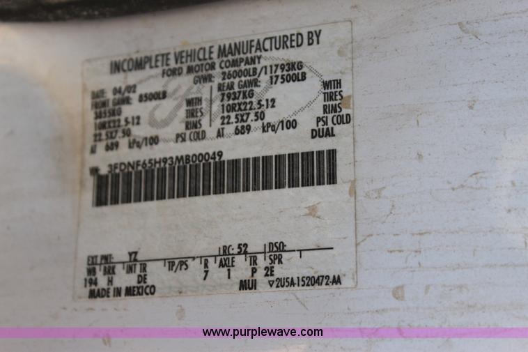 image for item I1532 2003 Ford F650 Super Duty service truck