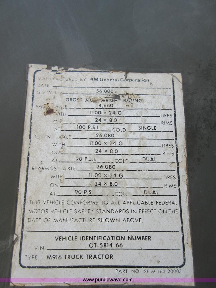 image for item I2028 1979 Am General M916 semi truck