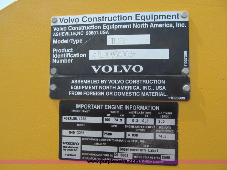 image for item K5743 2003 Volvo TL90 telehandler