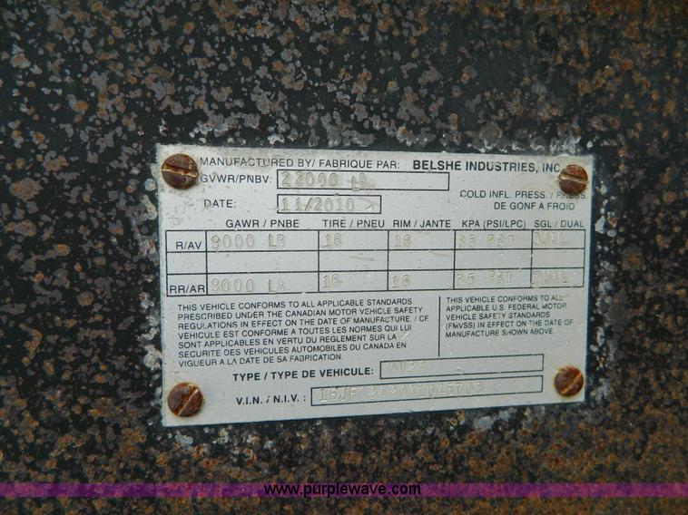 image for item K6156 2010 Belshe equipment trailer