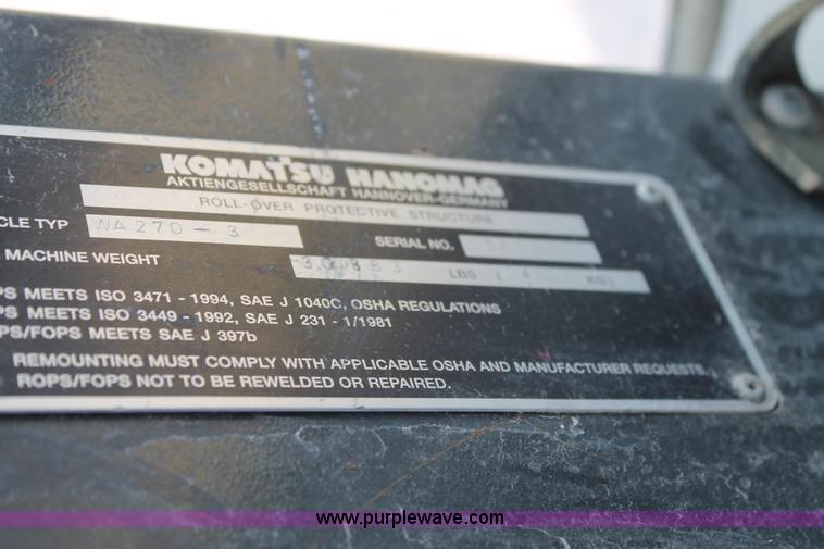 image for item L4368 2002 Komatsu WA270 wheel loader