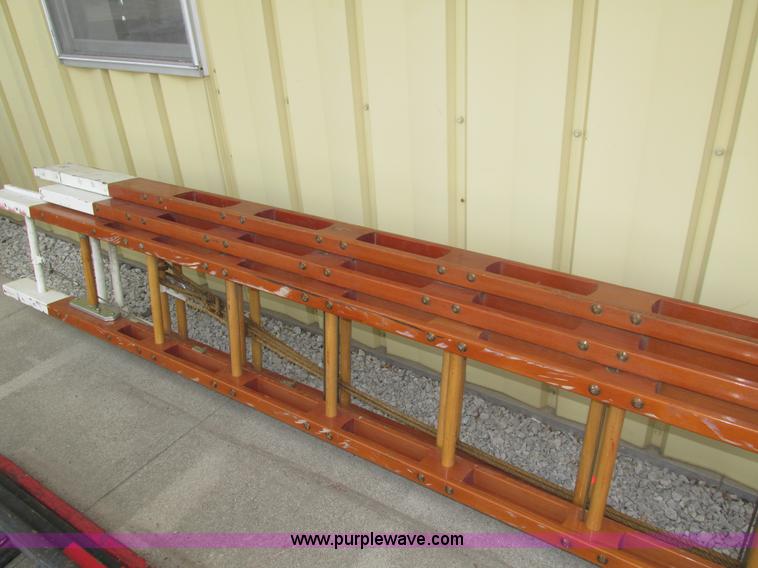 image for item H4518 35' three section wood extension ladder