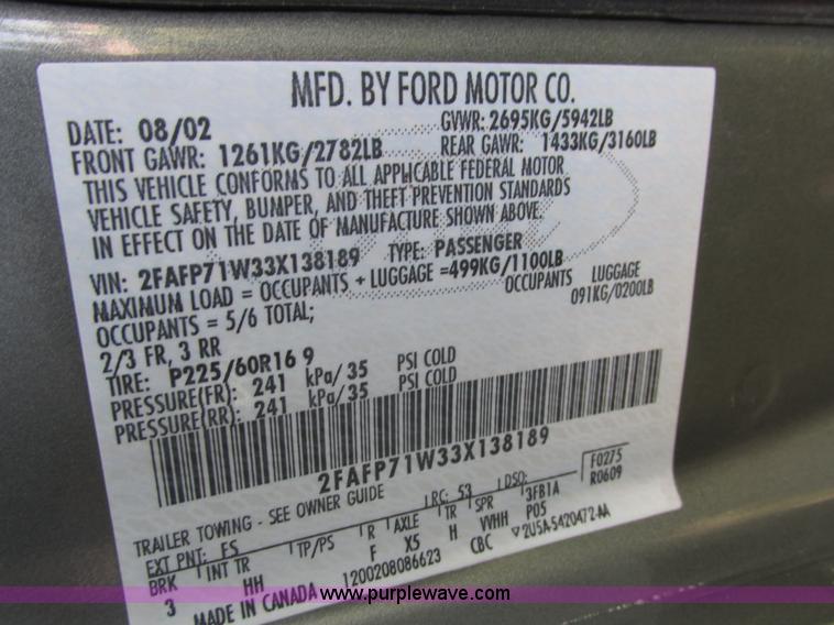 image for item H4533 2003 Ford Crown Victoria Police Interceptor