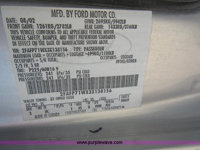 image for item I2012 2003 Ford Crown Victoria Police Interceptor