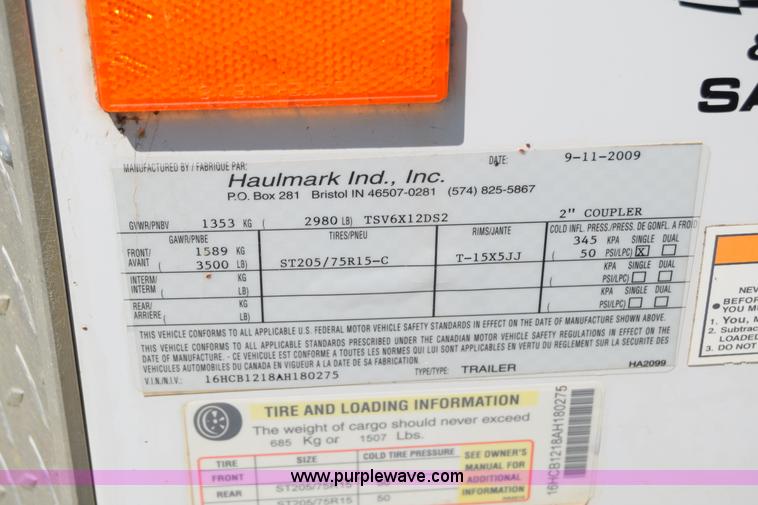 image for item J7917 2010 Haulmark enclosed cargo trailer