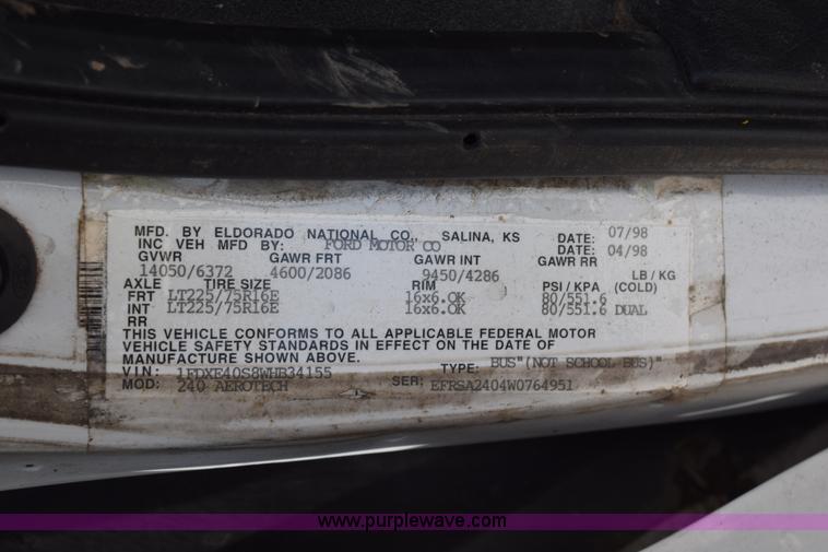 image for item L5751 1998 Ford Econoline E450 bus