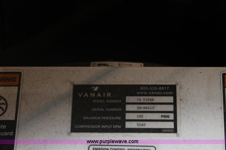 image for item BQ9456 Vanair Viper 70 air compressor