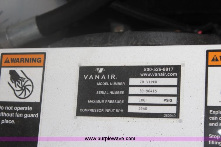 image for item BQ9457 Vanair Viper 70 air compressor